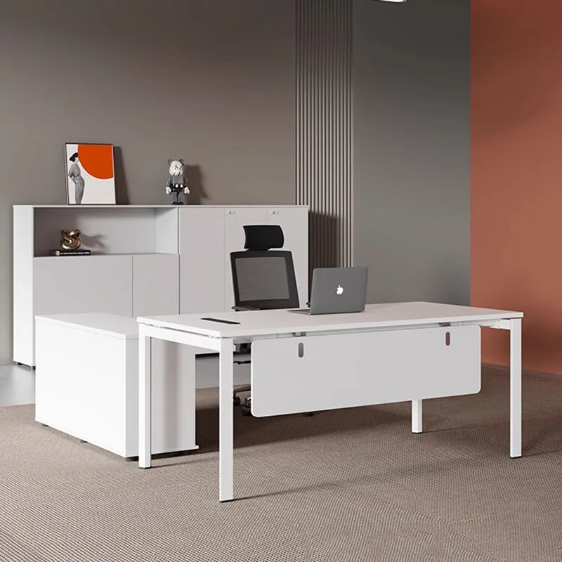 White Writing Office Desk Standing Organizers Conference European Computer Desks Luxury Legs Mesa De Computador Modern Furniture