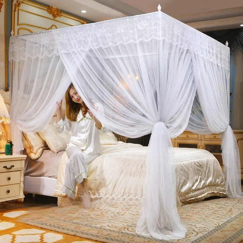 אוהל נסיכות הארמון רשת יתושים ארבע דלתות מידה מלכה מיטת קנפי חיצונית ניידת קלת משקל רצפה תקרה רשת מוצפנת