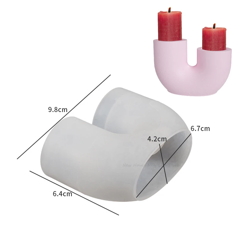 U Shaped Candlestick Silicone Mold DIY Handmade Plaster Epoxy Resin Concrete Candle Holder Casting Home Decor