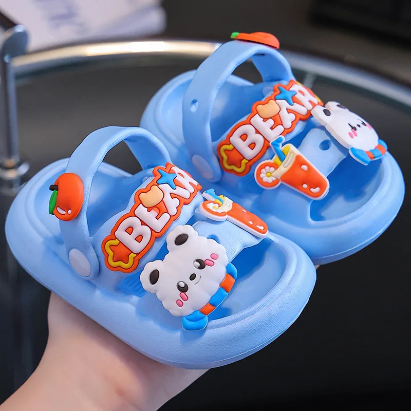 thumbnail image 1 of Children Sandals Slippers Soft Anti-Skid Cartoon rabbit panda DIY Design Hole Baby For Boys Girls Summer Kids Sandy Beach Shoes, 1 of 6