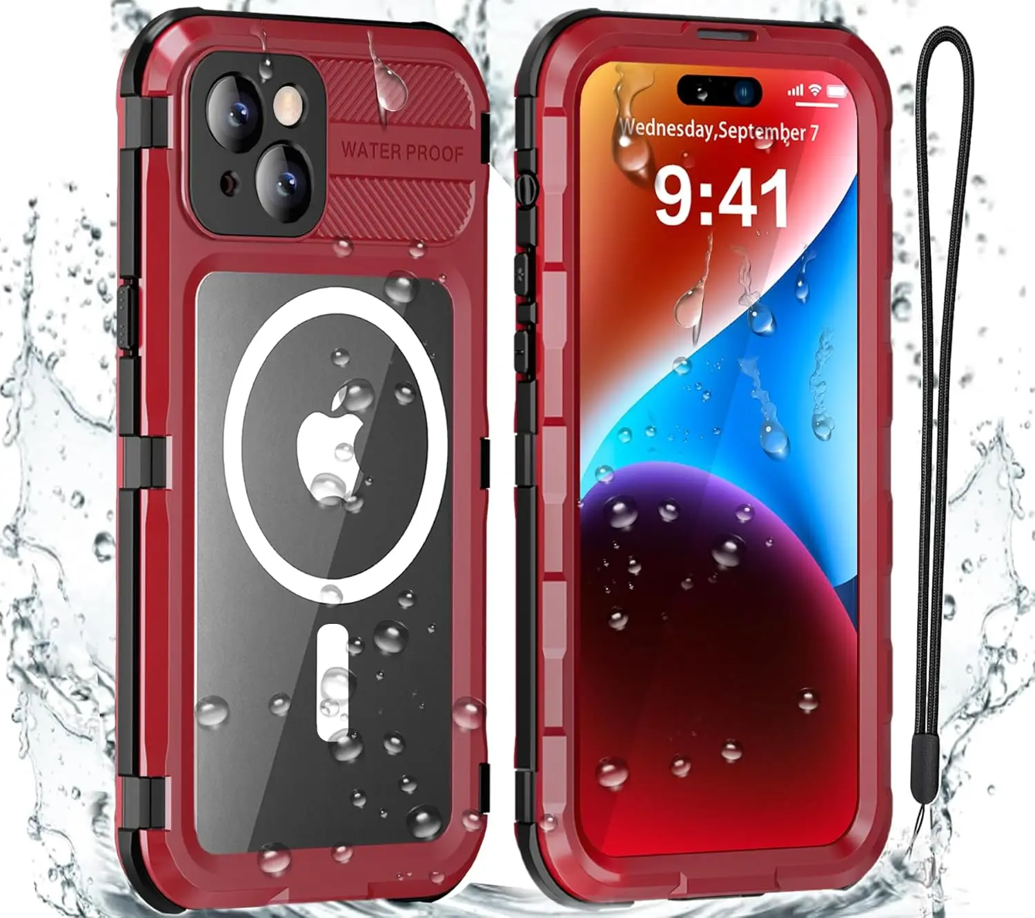 Coque pour iPhone 14 15 16 Pro Max 16 Plus IP68, couverture métallique étanche sous-marine avec coque de protection d'écran robuste MagSafe