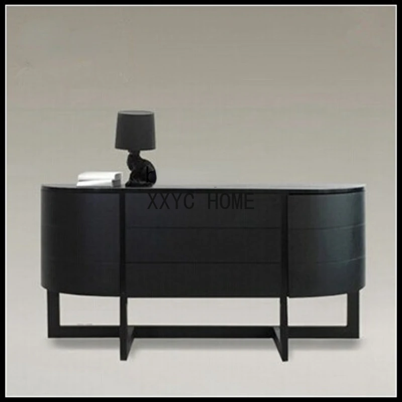 

Personality Creative Fashion Sideboard Cabinet Arc Sideboard Cabinet Entrance Cabinet Black Oak Modern Sideboard