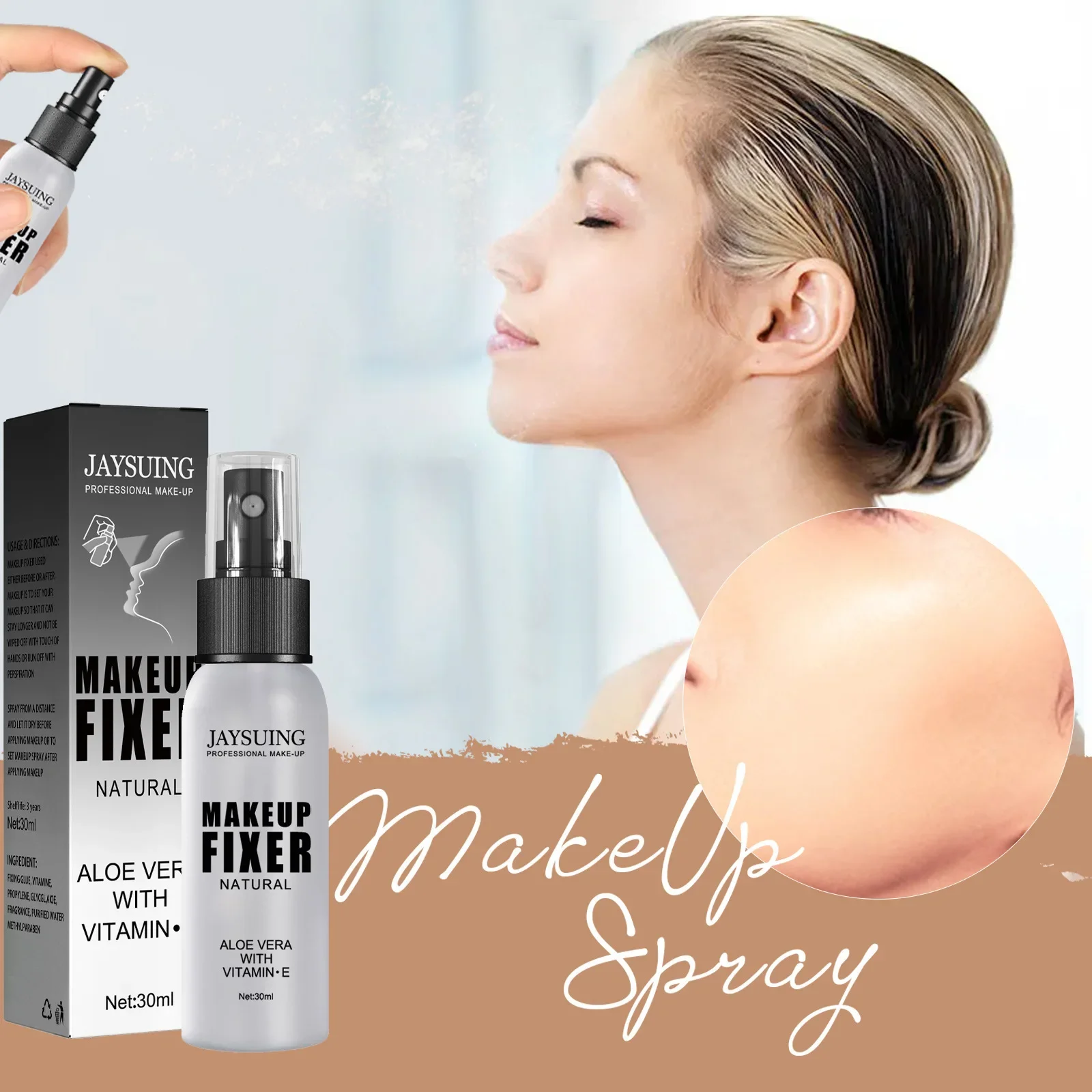 

30ml Jaysuing Makeup Mist Spray Long-Lasting Finishing Natural Matte Surface Refreshing Waterproof Sweatproof Makeup Fixer Spray