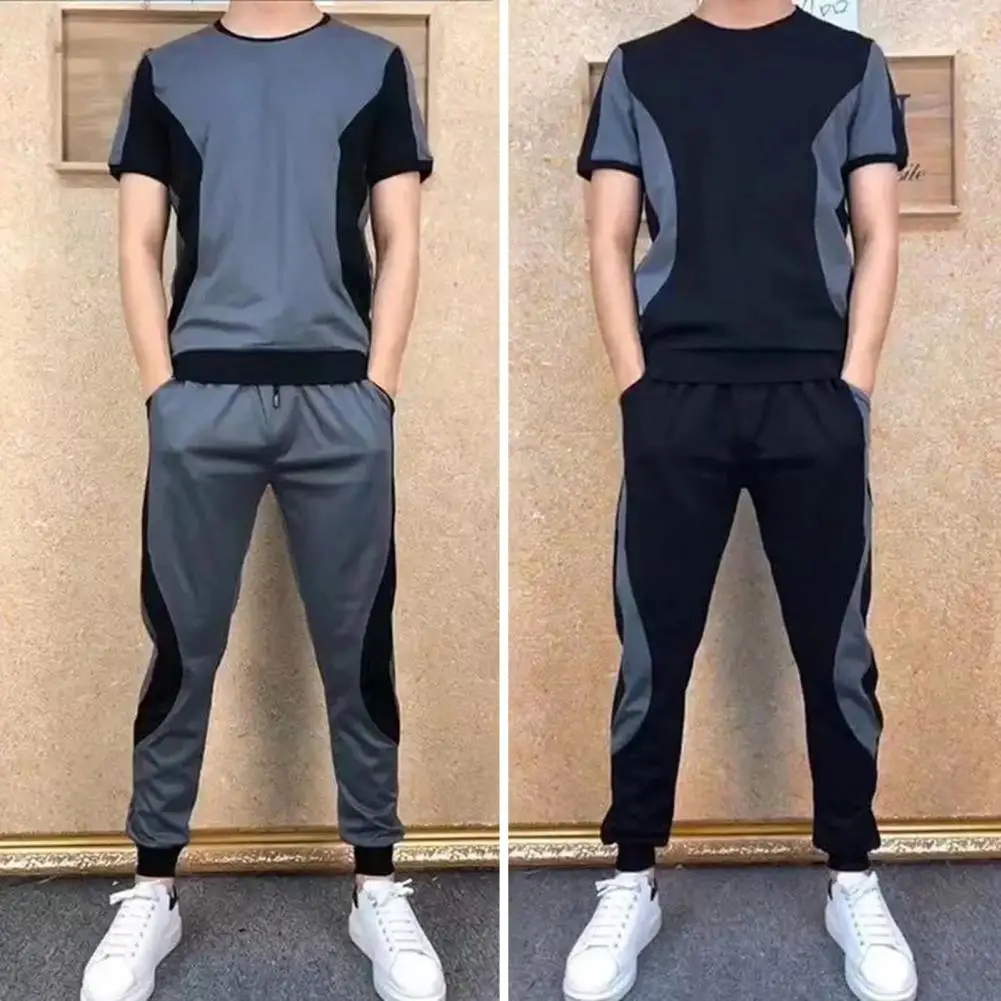 

1 Set Trendy Relaxed Fit Shirt Drawstring Sweatpants Jogging Suit Casual Streetwear
