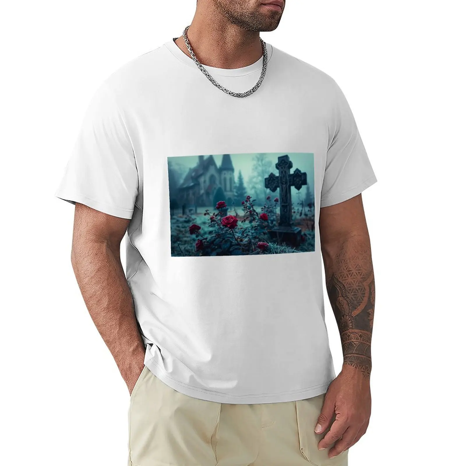 

Winter Cross and Roses T-shirt plus sizes tops anime customs Men's t shirts