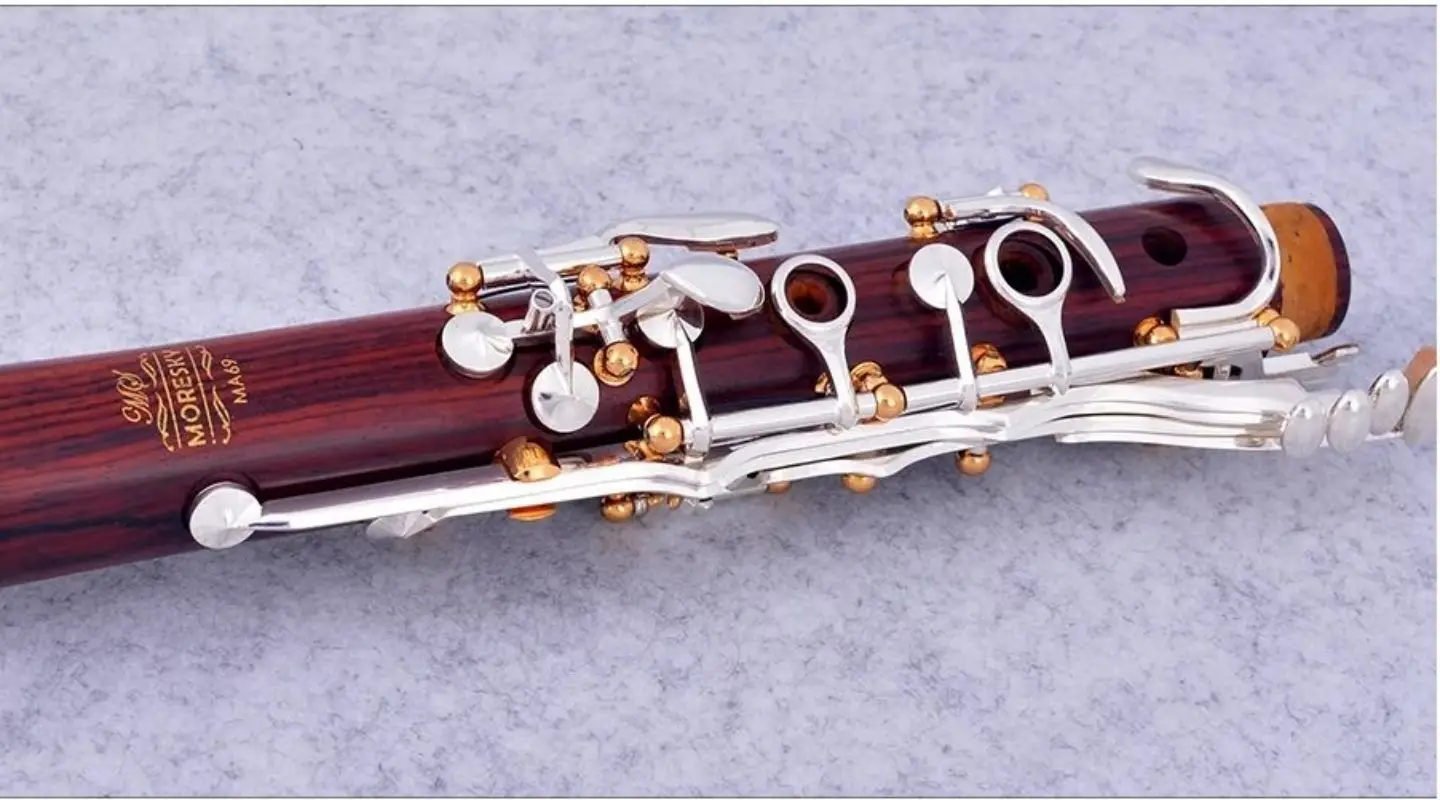 MORESKY Professional Cocobolo Clarinet A Tune 17 Keys Silver Plated Klarinet In La MA69