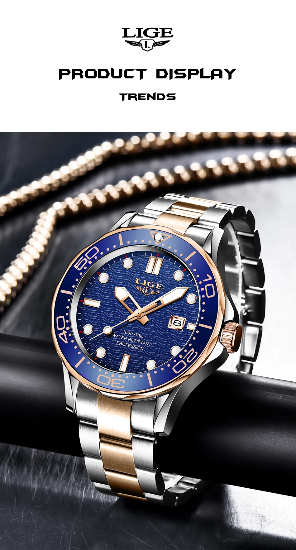 2022 LIGE New Business Mens Watches Top Brand Luxury Dive Watch For Men Waterproof Date Clock Sport Watch Relogio Masculino+Box