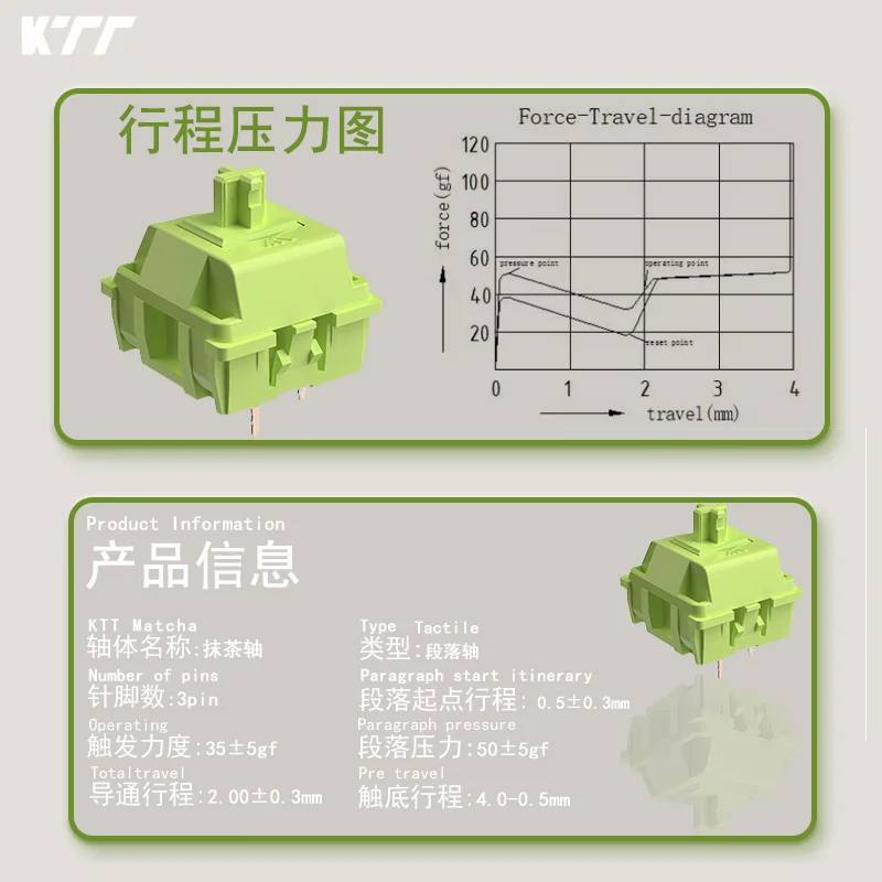KTT Matcha 스위치 40g 3 핀 촉각 POM 축 금도금 스프링 기계식 키보드 MX 스위치 PC 액세서리 맞춤형 DIY