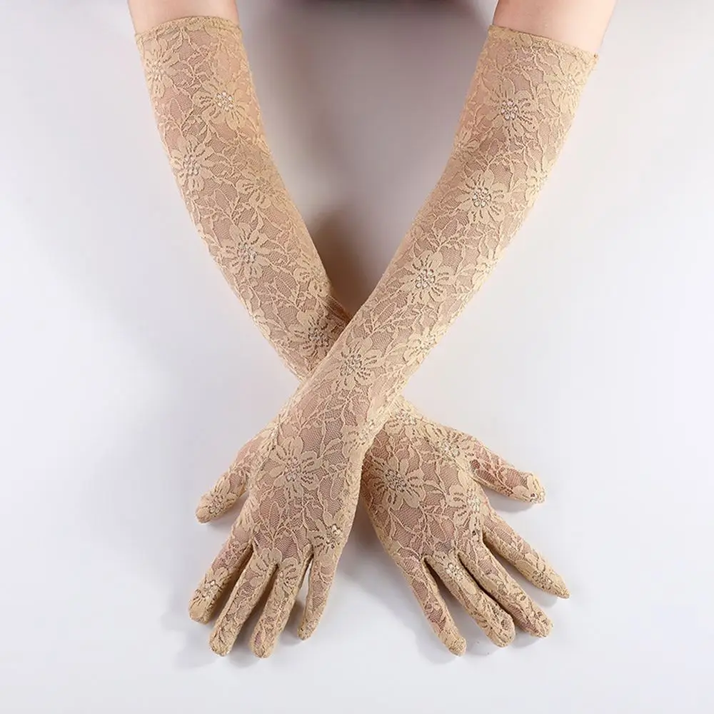 

Retro Sunscreen Wedding Cycling Fashion Party Long Mittens Lace Gloves Arm Warmers Women's Gloves