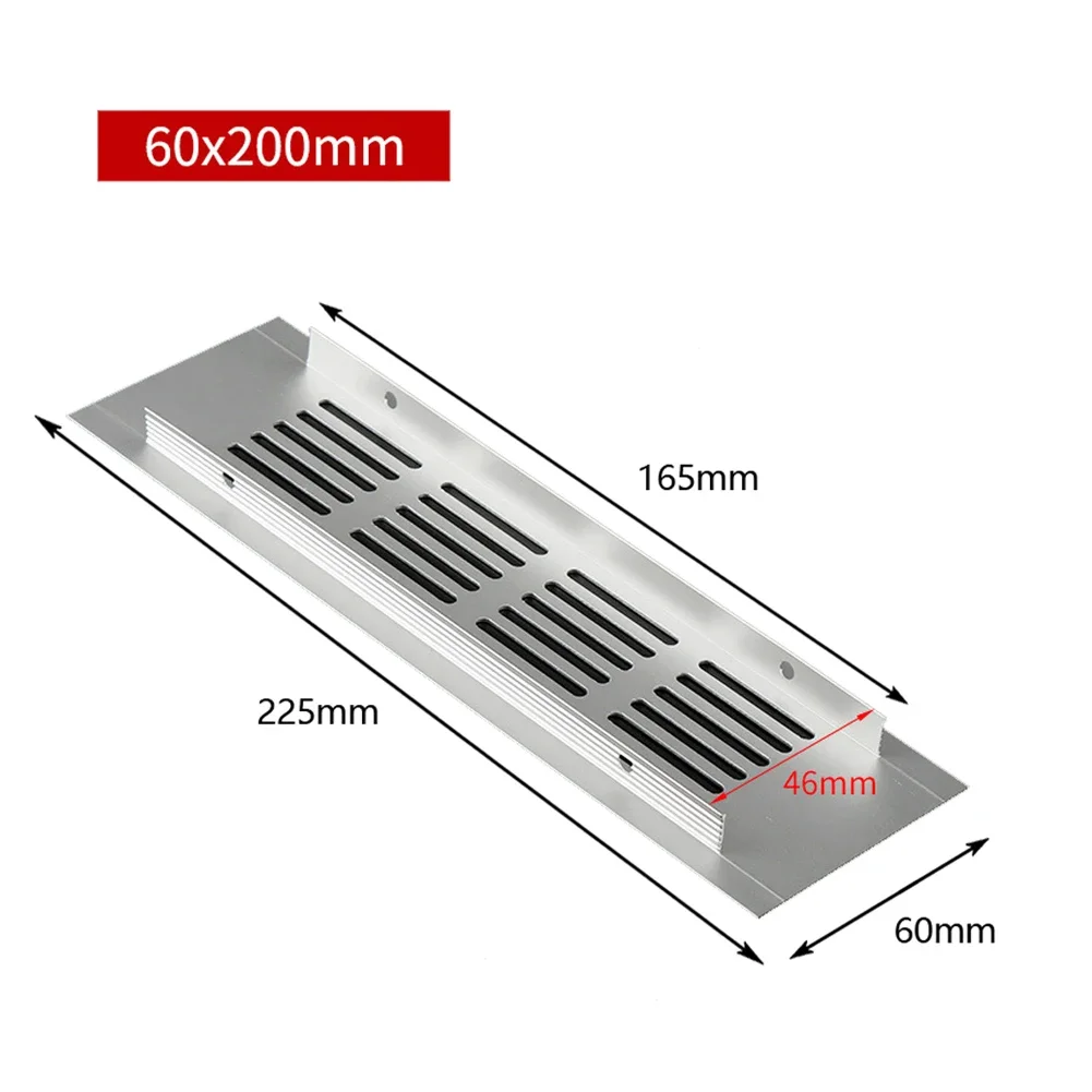 Air Vent Grille 60mm Aluminium Rectangular Cabinet Wardrobe Ventilation Cover Plate