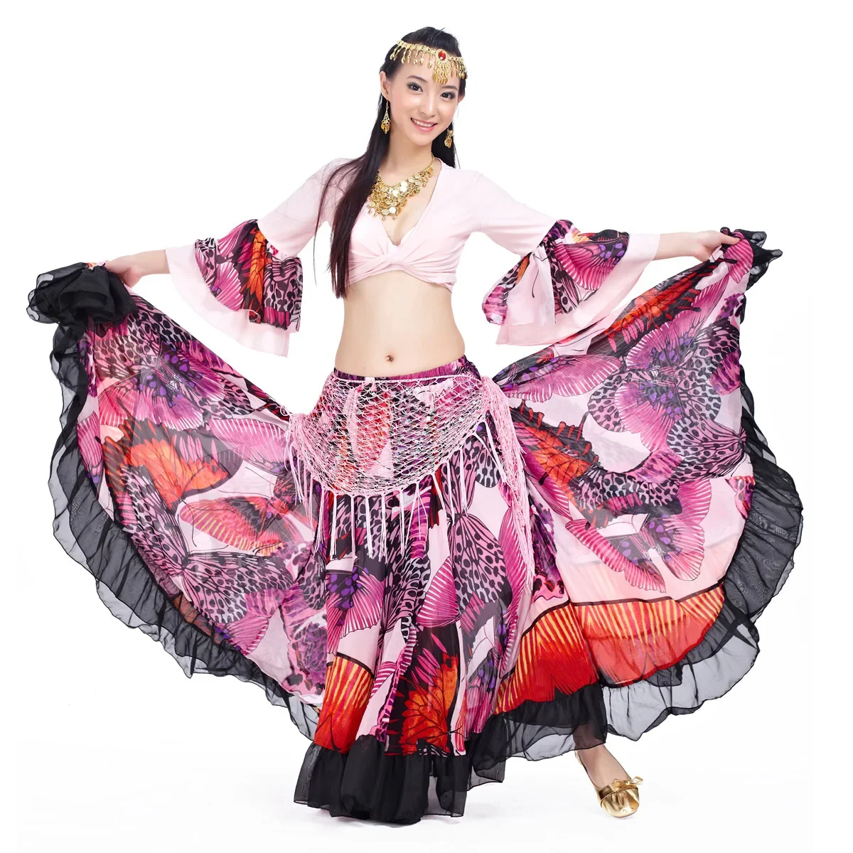 Falda Oscilante Grande Para Danza Del Vientre, Falda De Lino Para Danza
