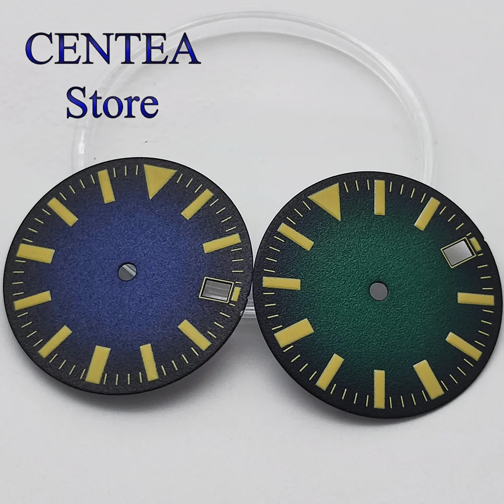 RICHUS 28.5mm Watch Dial Black-Green/Blue/Red/Purple Dial Green luminous fit 3 o'clock crown 3.8 o'clock crown fit NH35 Movement