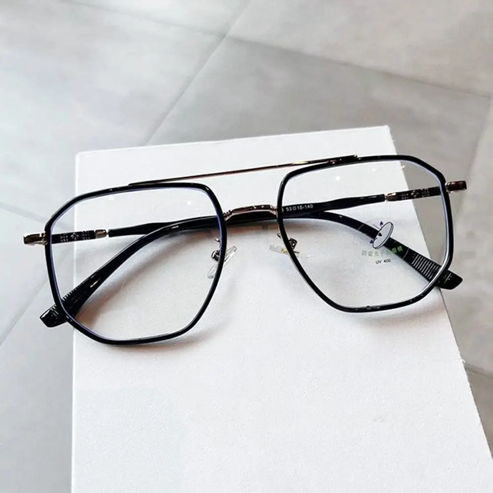 Doppel Brücke Platz Anti-blaues Licht Gläser Frauen Männer Vintage Transparent Computer Brille Übergroßen Brillen Optische Brillen – Detail 10