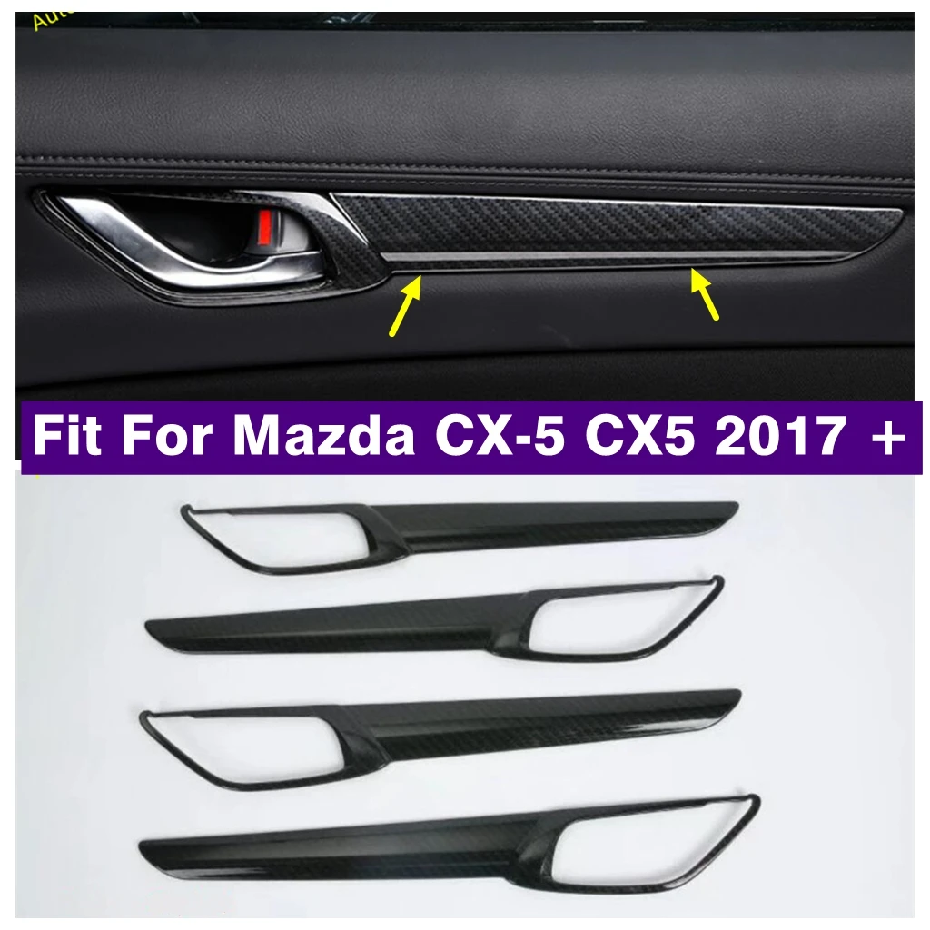 

Carbon Fiber Look Accessories Inner Door Pull Doorknob Handle Bowl Decor Panel Cover Trim Fit For Mazda CX-5 CX5 2017 - 2023