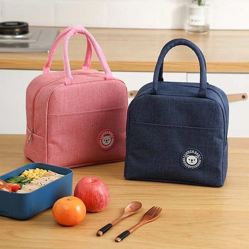 Portable Oxford Lunch Bag Inner Insulation Foil Thermal Waterproof Lunch Box Container Canvas School Office Case