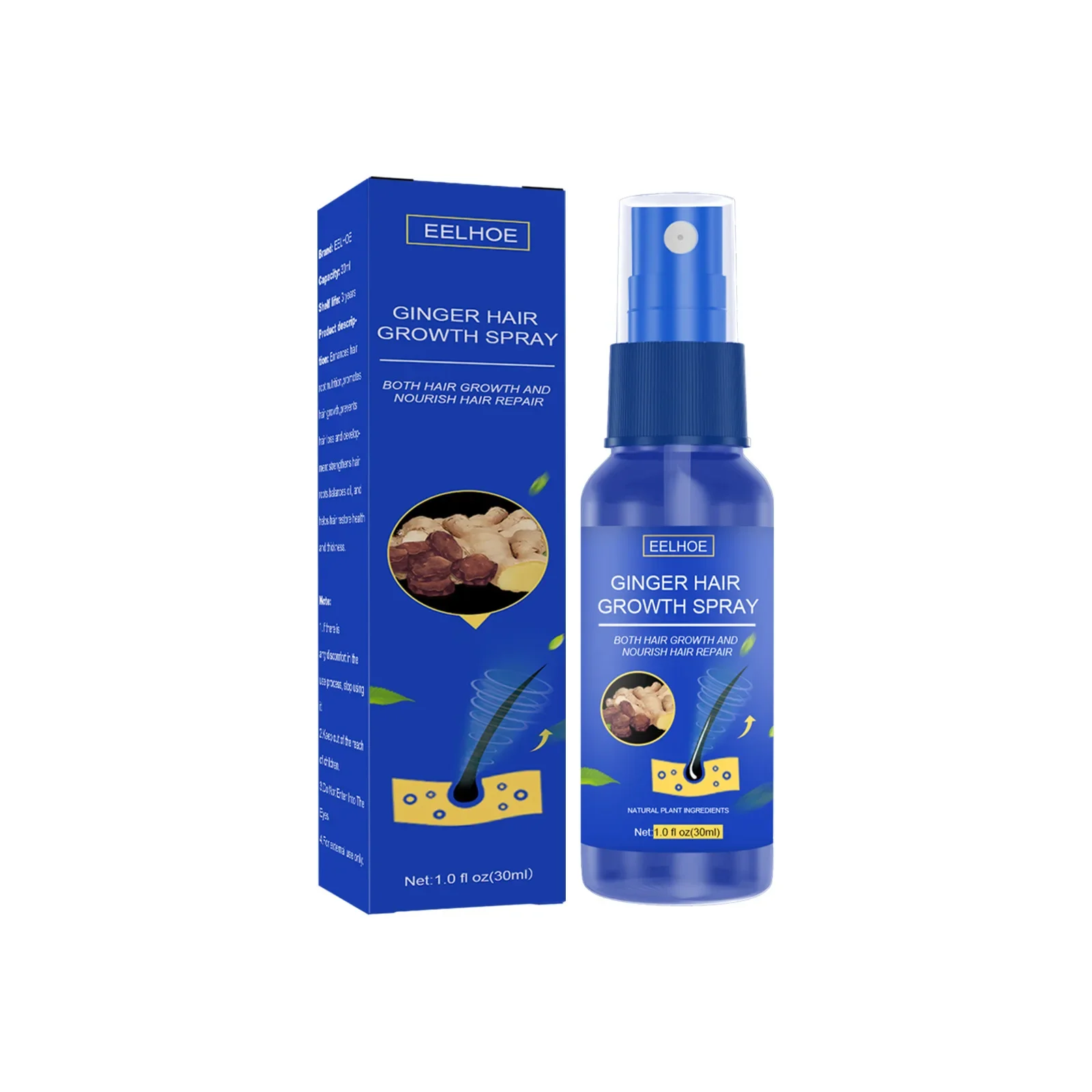 Hair Growth Spray Ginger Extract Prevent Baldness Promote Thicker Longer Anti Hair Loss