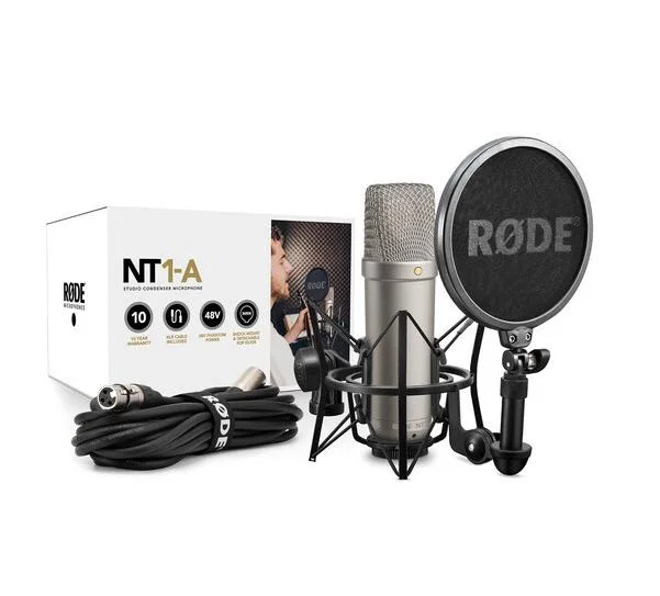 RODE NT1A 대형 다이어프램 보컬 마이크, 전문 녹음, 라이브 더빙, 카디오이드 폴라 패턴