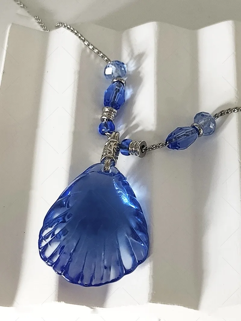 Game Love And Deepspace Rafayel Necklace Blue Shell Pendant Choker Chain Unisex Cosplay Prop Jewelry Couple Gifts 4