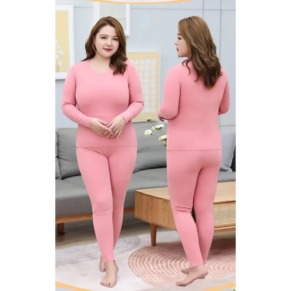 Plus Size 2XL-6XL Warm Thermal Underwear Sets Sleepwear Ladies Intimates Women Shaped Sets Female Thermal Shaping Clothes Suit