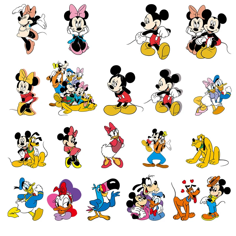 Leuke Kleine Disney Mickey Mouse Mickey Minnie Warmteoverdracht Patches Voor T shirt Briefpapier Zak Ijzer Op Stickers Decor Print| | - AliExpress