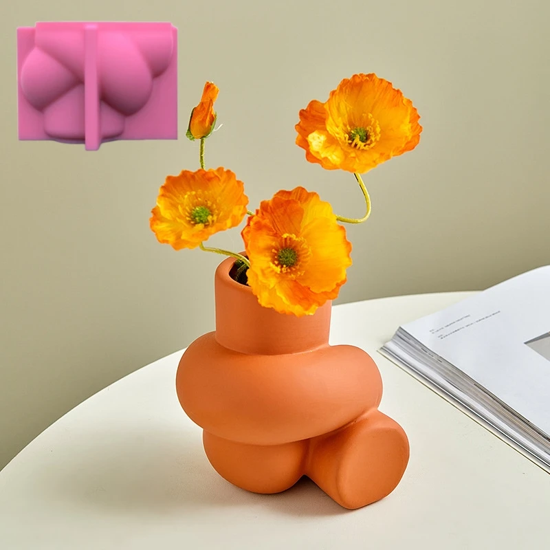Large DIY Nordic Knotting Bag Vase Resin Silicone Mold Irregular Geometric Shape Vase Concrete Cement Gypsum Silicone Mold