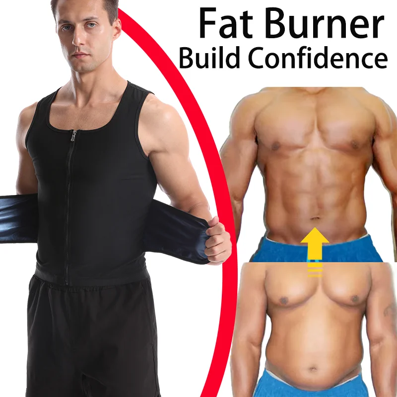 Men's Body Shaper Sauna Vest Double Belt Sweat Shirt Waist Trainer Corset Top Abdomen Slimming Shapewear Fat Burn Fitness Suits