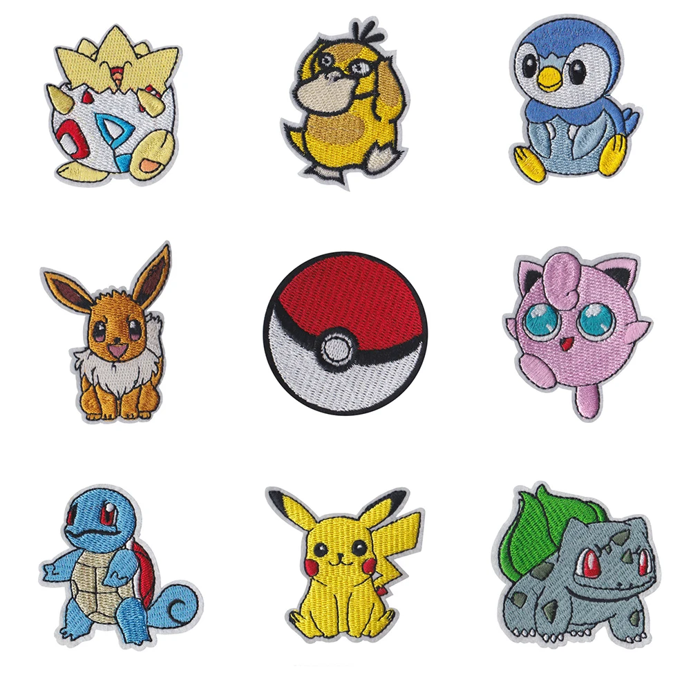 Pokemon Cloth Patch Pikachu Clothes Stickers Sew on Embroidery
