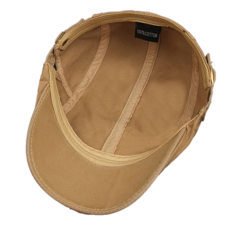 Men Beret Fashion Cotton Letter Flank Embroidery Cap Casual Soft Top Retro Literary Forward Caps Driver Hat Peak Berets - 5