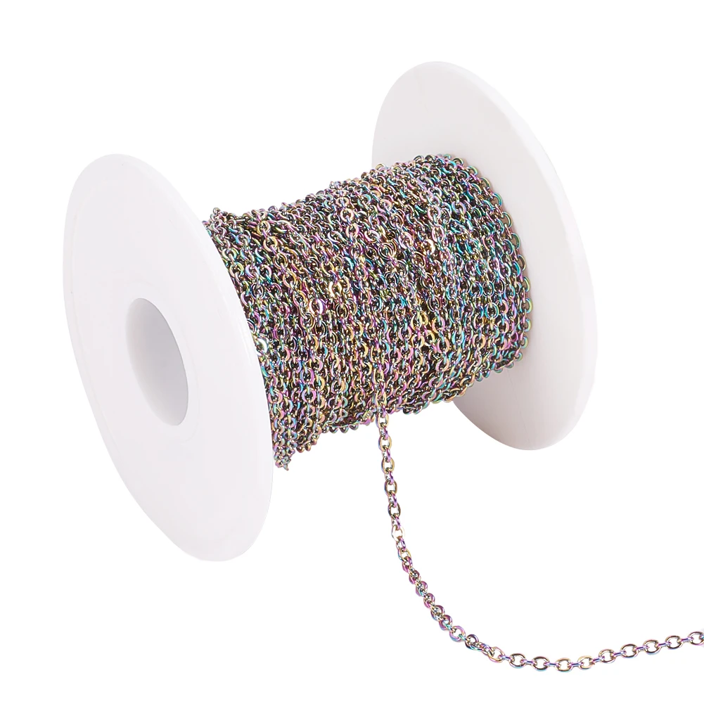 

10m/roll Stainless Steel Cable Chains Soldered Flat Oval Links Multi-color for Necklace Making DIY Handmade Jewelry Accessories