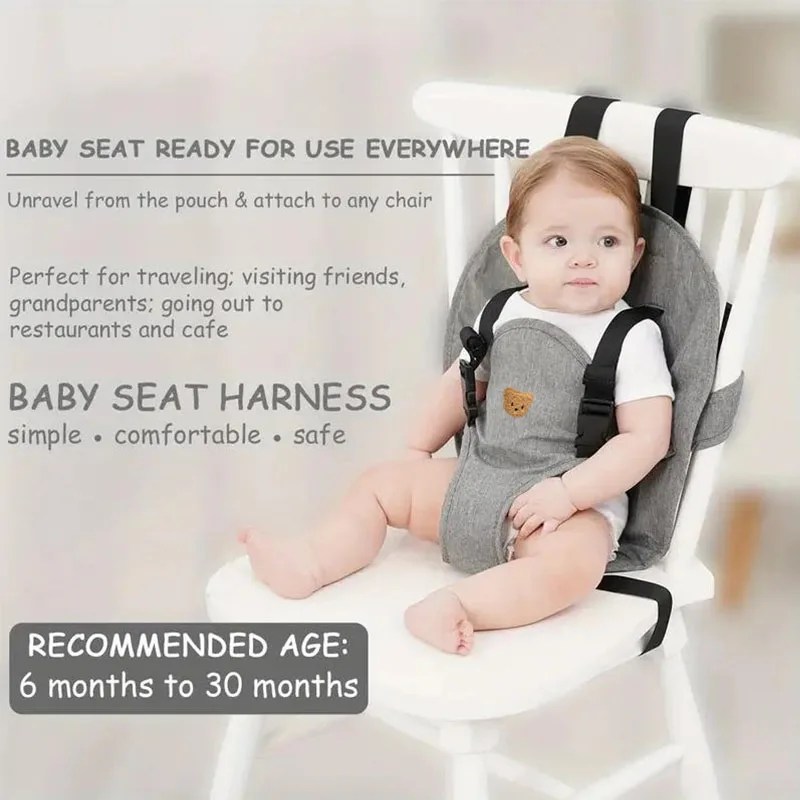 Travel Harness Seat For Baby High Chair, Safety Harness Chair Accessory For Baby Feeding, Portable Fabric Toddler Chair
