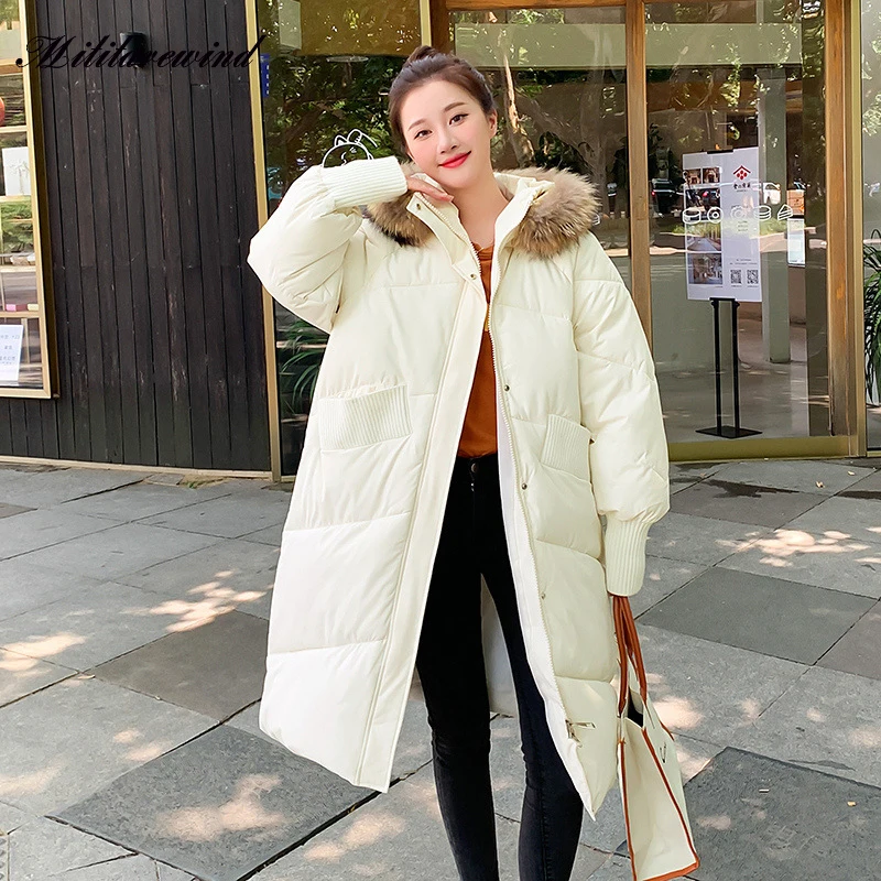 

2023 Winter Quilted Parkas Fur Collar Women Thicken Jackets Keep Warm Long Snow Coat Clothing Hooded Windproof Women's Jacket
