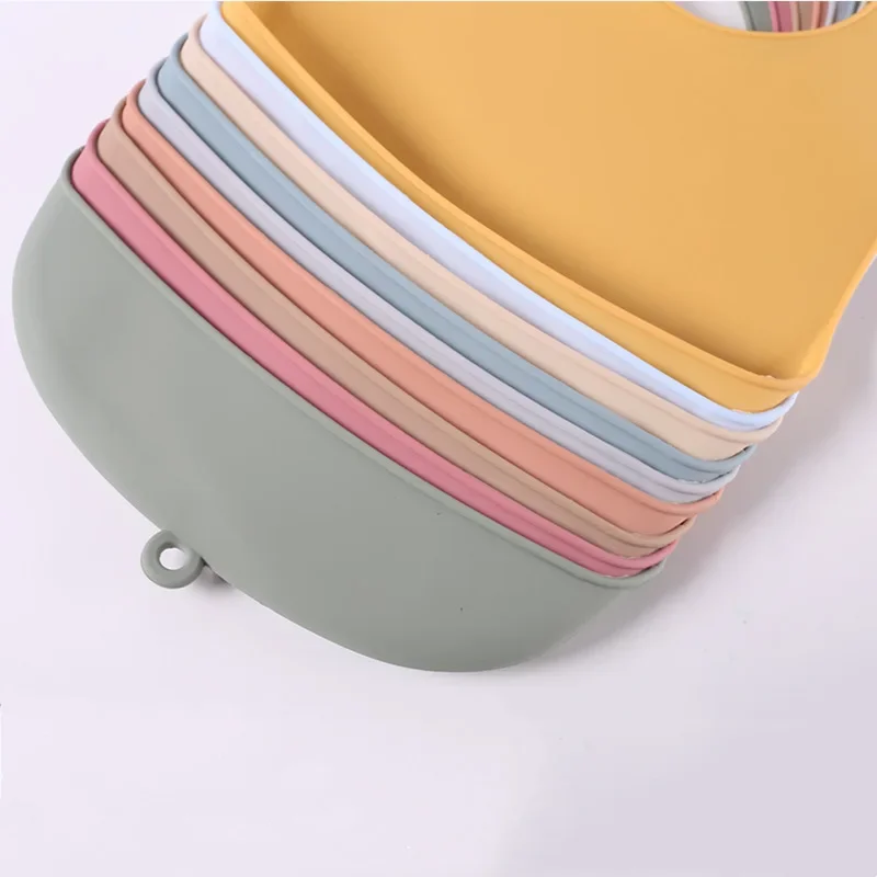1Pcs 새로운 점심 앞치마  실리콘 Bibs  어린이 소녀 소년 방수 타액 고체 먹이 Bib  실리콘 Bib 앞치마