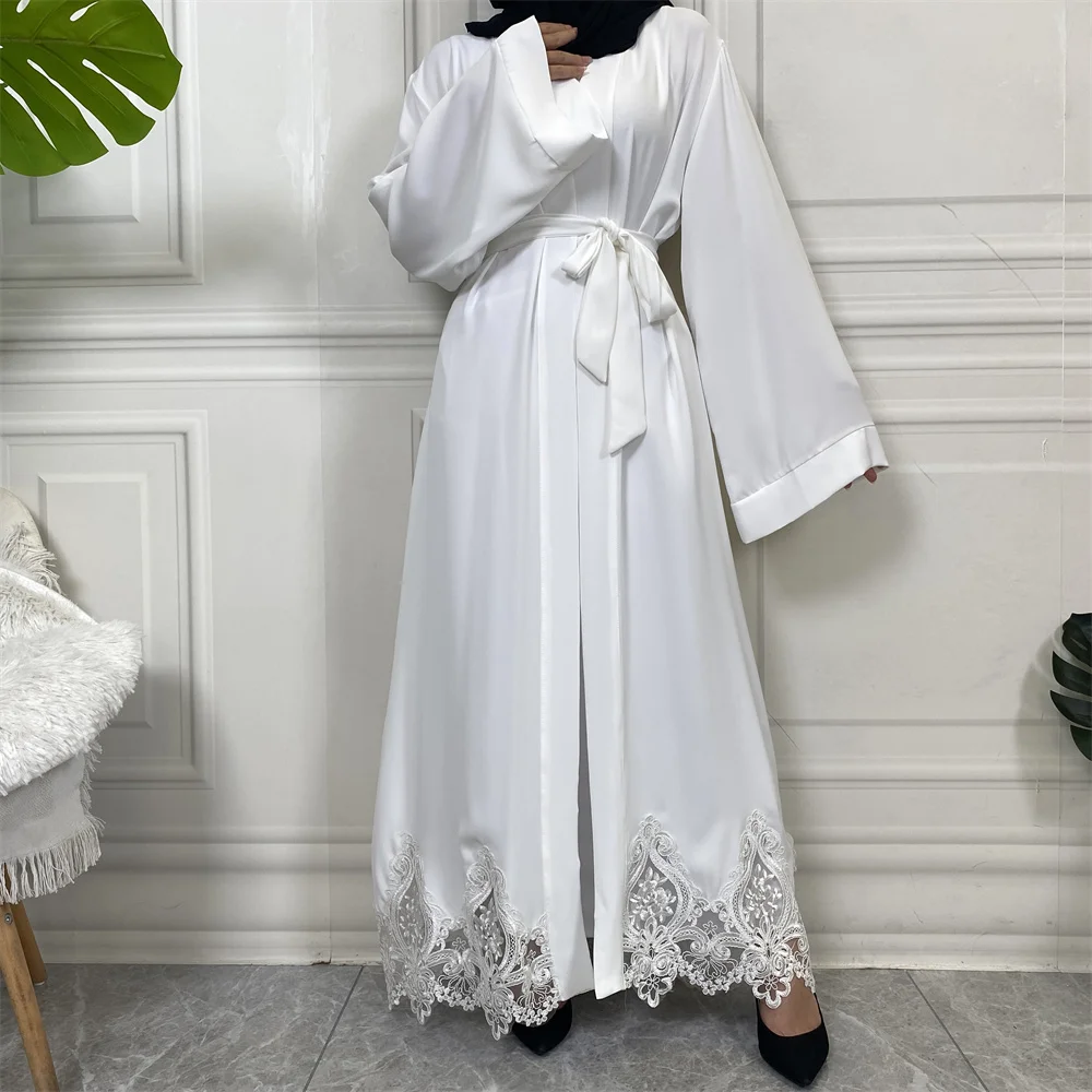 New Muslim Abaya Turkey Dresses For Women Islam  With Lace Cutouts Design Robe Moroccan Wedding Caftan Veiling Clothing Ramadan
