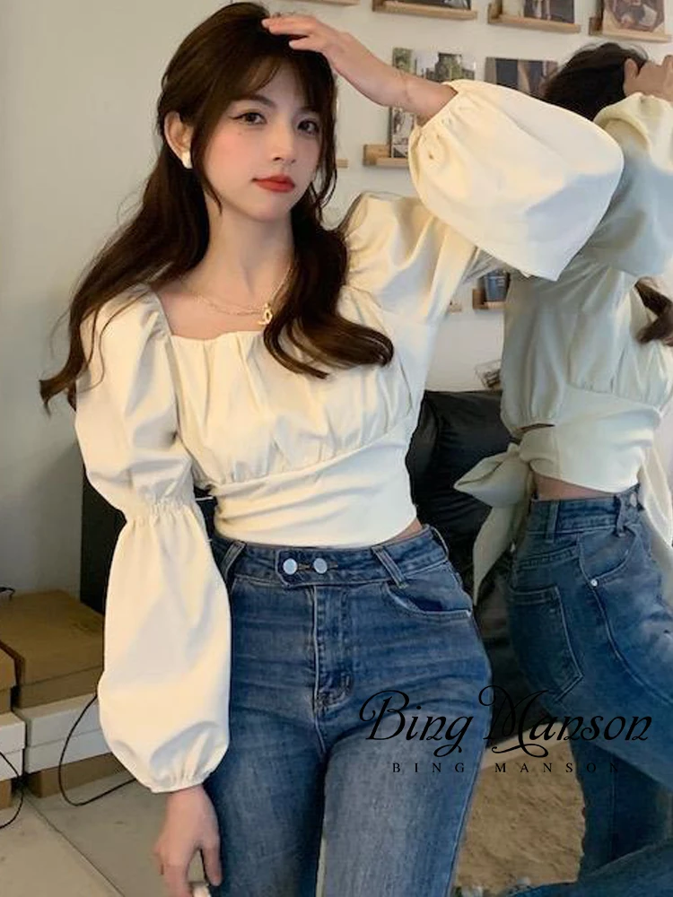 

Korean version of women's Y2k top, sweet long sleeved T-shirt, sexy slim fit strap T-shirt, women's street fashion short top