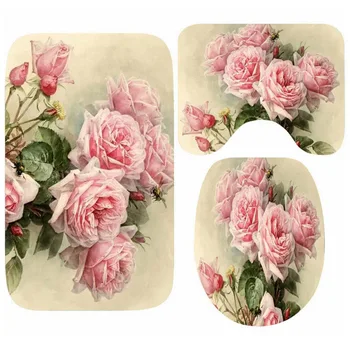 Pink Floral Bath Mat 1