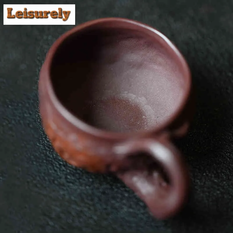 120ml Yixing Purple Clay Pure Relief Dragon Coffee Mug Couple Handgrip Cups Afternoon Tea Mug Office Water Cup Tea Services Gift