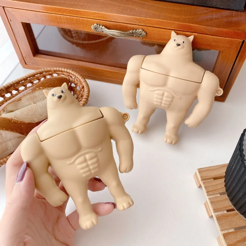 3Dかわいい柴犬筋肉犬ワイヤレスイヤホンケースairpodsため1 2