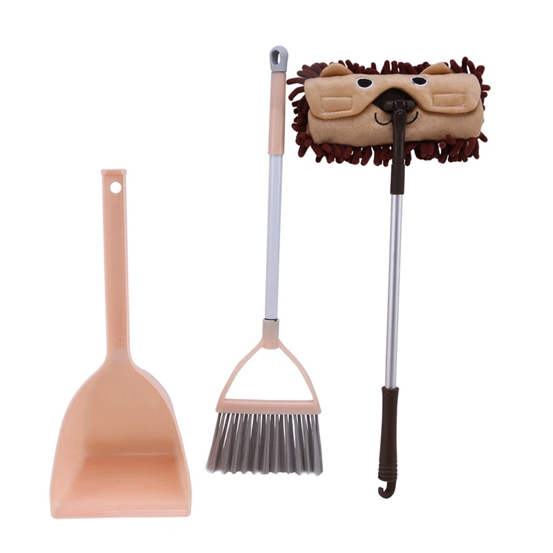 

Children's Cleaning Kit Set Of 6, Children's Cleaning Kit Included. Broom, Hoe, Mop. Color: Green,Orange Pink, Brown