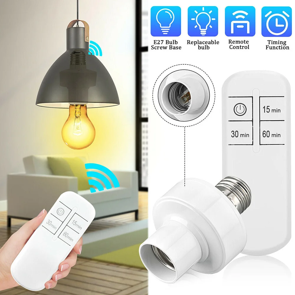 E27 Wireless Remote Control Smart Timer Switch Lamp Holder 110/220V House Multi Light Switch Living Room Bedroom Timer led lights lamp holder lamp bulb holder lamp base led lamp base