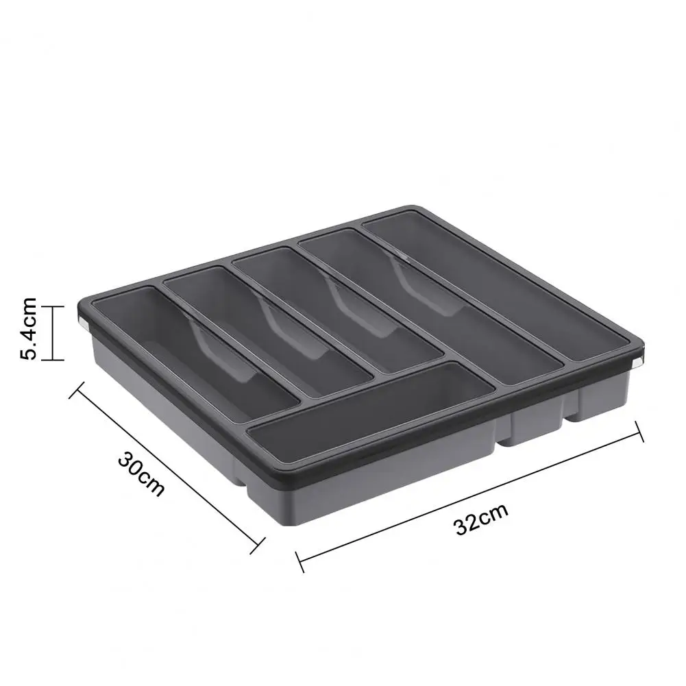 Description Picture 2 of itemCutlery Tray with Lid Utensil Storage Box Kitchen Utensil Holder with Lid 6 Compartments Drawer for Chopsticks for Flatware