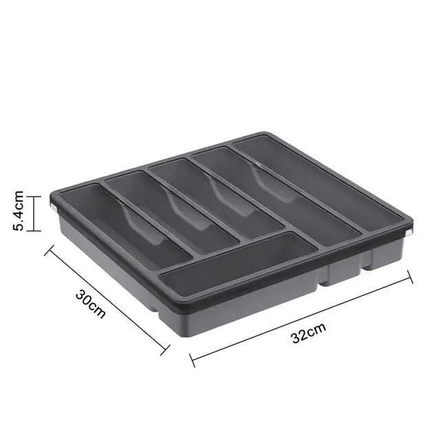 Plateau à Couverts Avec Couvercle Grendly - 2 Boîtes Transparentes 27x11,5x6,5 Cm, Organisateur Tiroir Cuisine