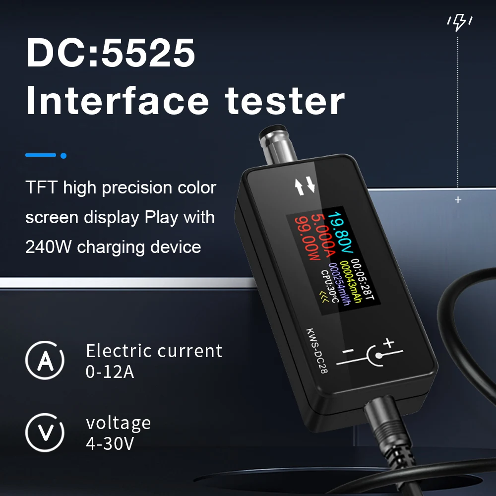 DC 4-30V 12A 전압 전류 테스터 KWS-DC28 인터페이스 테스터 디지털 ..