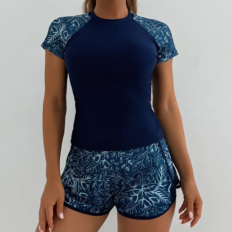 Women's Swimsuit Tankini Set Female Short Sleeve Swimwear women swimsuit women two piece sets Surfing Sports Pool Beachwear Two-Piece Bathing Suits With Shorts