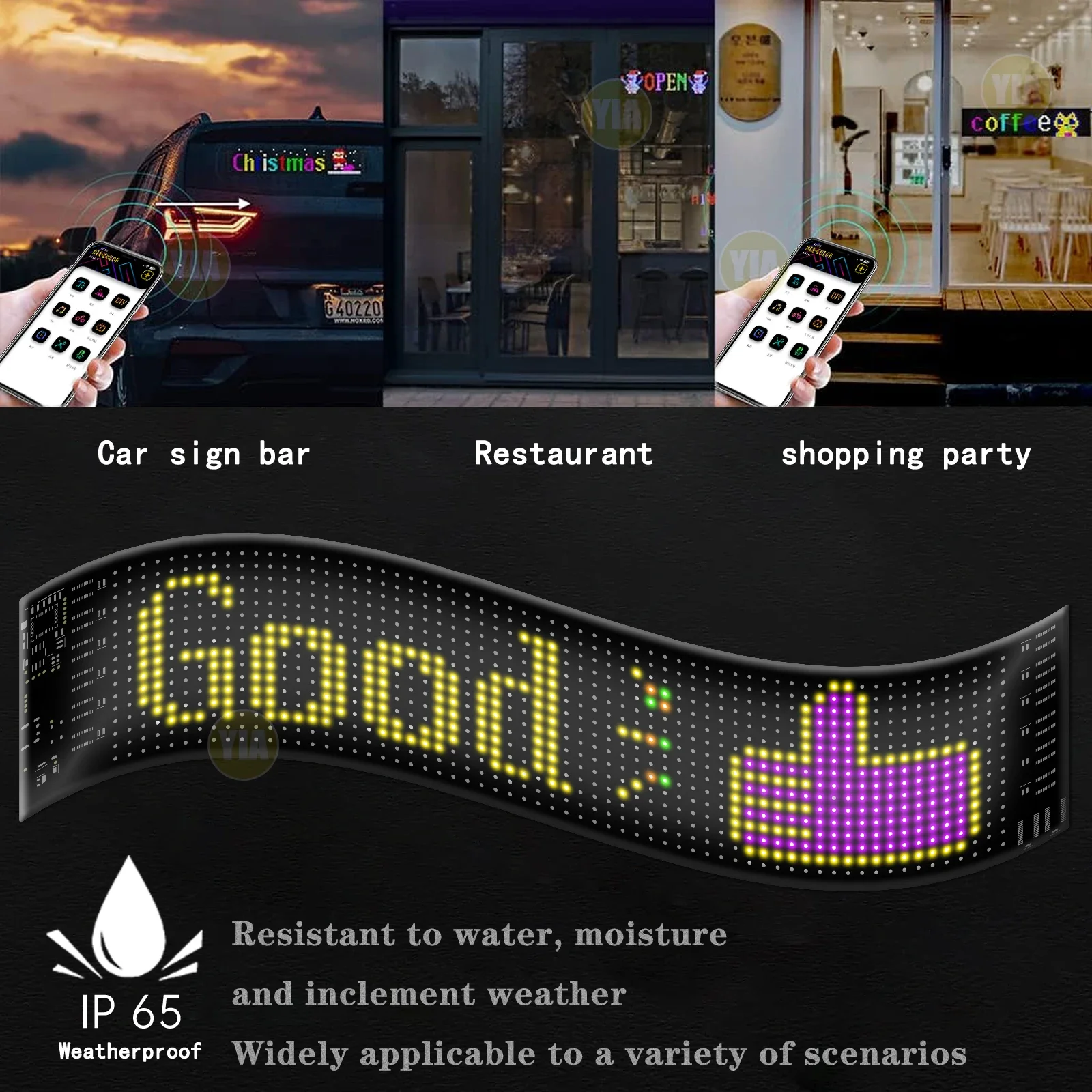 

DIY Car LED Matrix Pixel Panel RGB Lighting Graffiti Scrolling Text Board Windshield Advertising Screen USB Remote APP Control