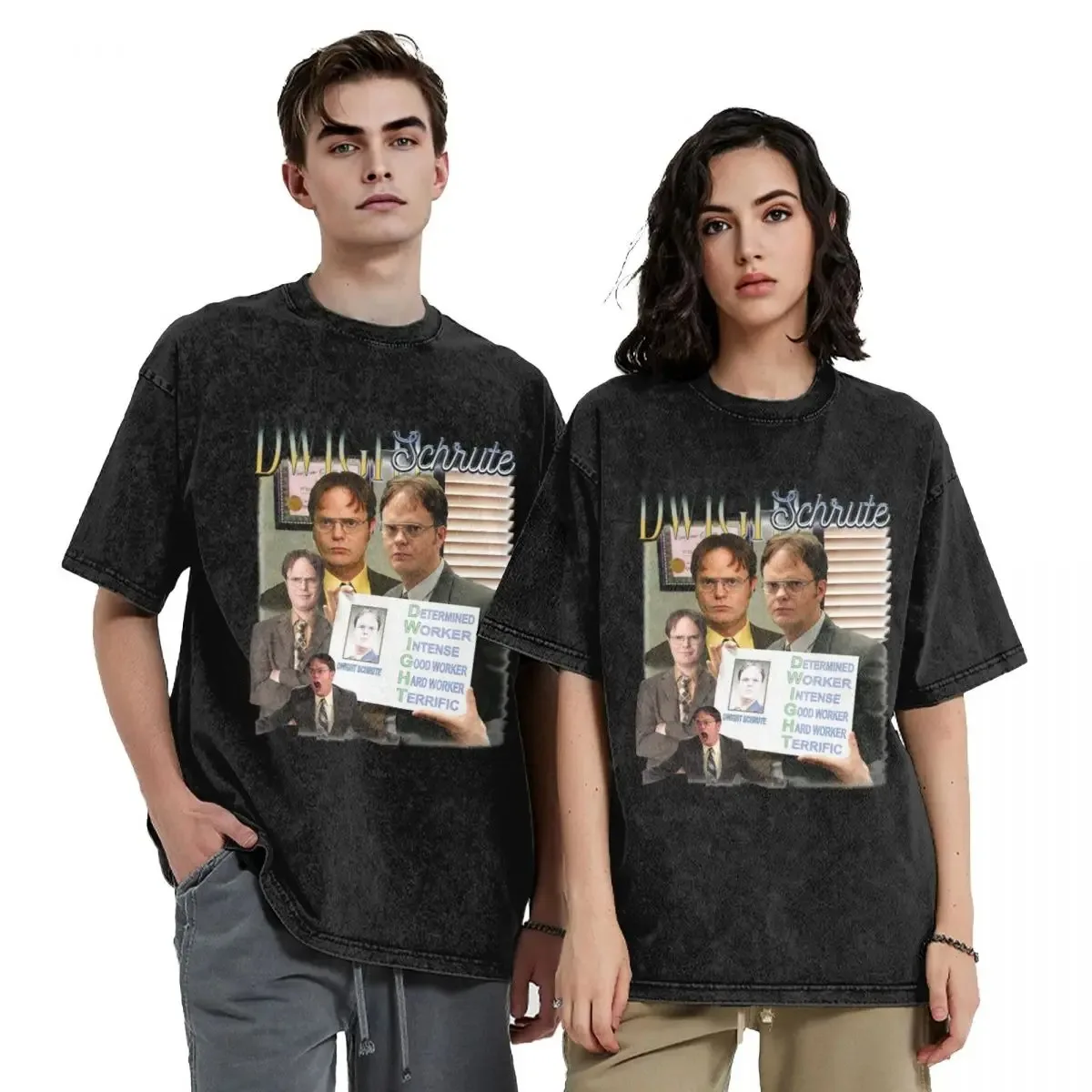 Dwight Schrute The Office Homage 티셔츠, 힙합 워싱 코튼 스트리트 티셔츠, TV 시리즈 레트로 남성 상의, 스트리트웨어 프린트 티