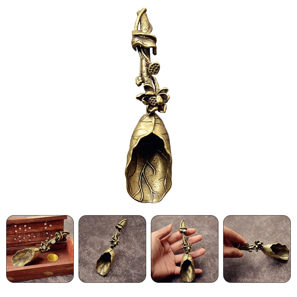 

Loose Leaf Tea Measuring Spoon Lotus Leaf Shape Kung Fu Tea Spoon Retro Brass Tea Shovel Handmade Craft Tea Ceremony Coffee