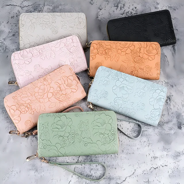 Women's long Korean style flower printed hot candy color purse fashion handbag handheld zero wallet zipper multi-function women'