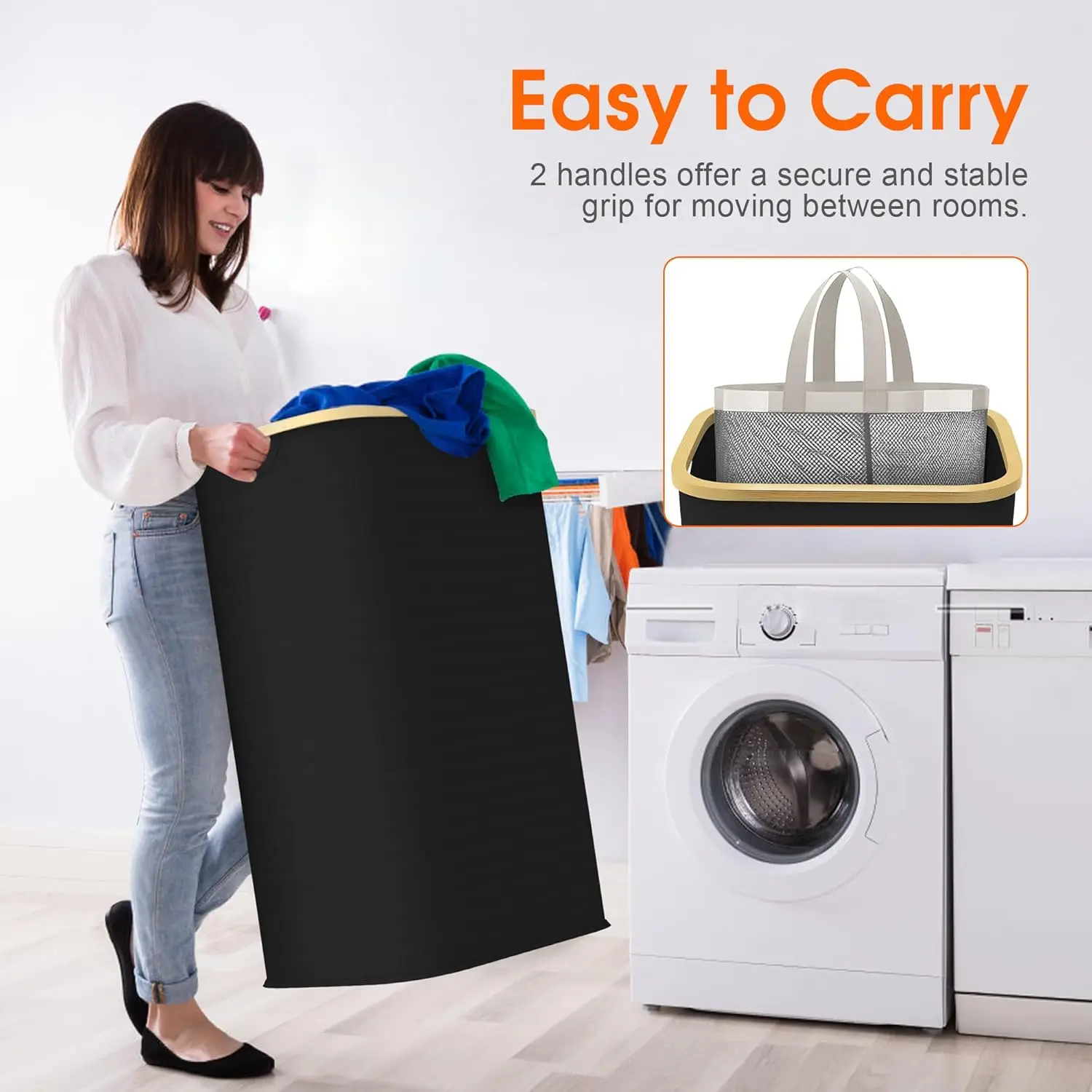 Laundry Hamper with Lid, Large Basket for Laundry, 150L Laundry Hamper with 2 Sections, Removable Inner Bags, Handles, Dirt