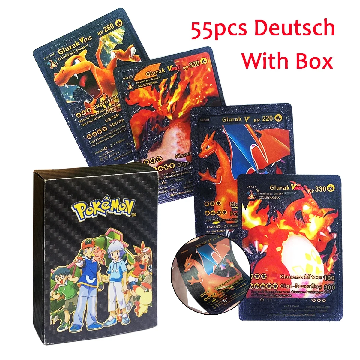 thumbnail image 1 of Card English Spanish French German Gold Colorful Vmax GX EX V Cards Pikachu Charizard Rare Collection Battle Gifts Toys, 1 of 5
