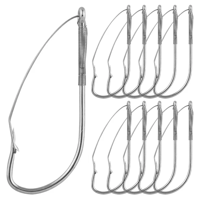 Fishing Wacky Worm Hooks 10 Pieces Weedless Fishing Hooks Steel Barbed  Fishhook for Soft Worm Baits